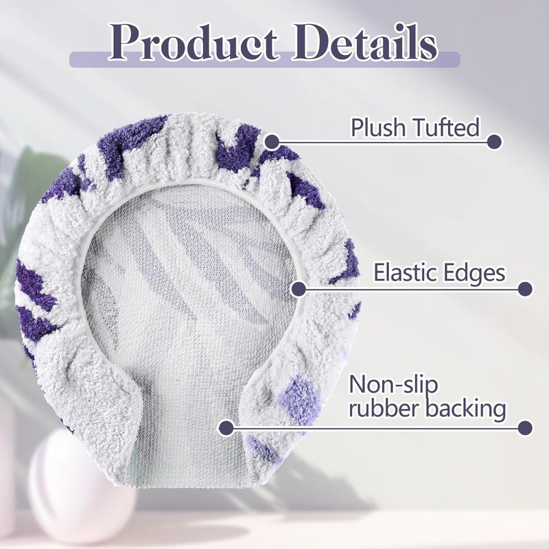 Mindsoft Purple Leaves Toilet Seat Covers Bathroom Toilet Lid Cover Soft Microfiber 17.5'' x 15'' Plush Tufted, Machine Washable, Adjustable Rubber Backing Fits Most Round Elongated Oblong Lids - Image 2